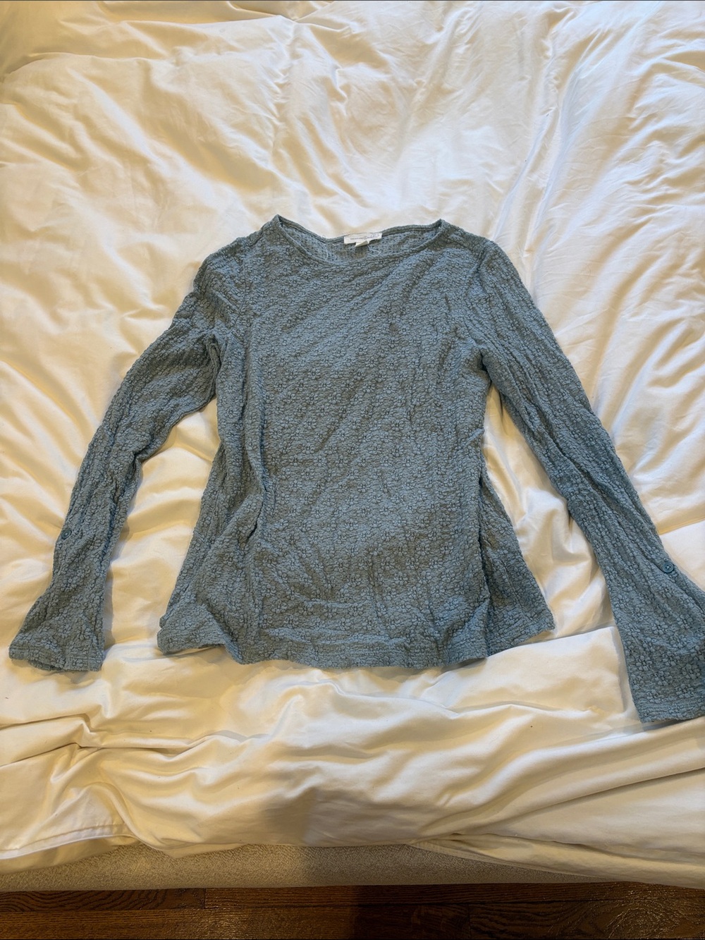 Treasure & Bond Textured Slate Blue Long-Sleeve Top